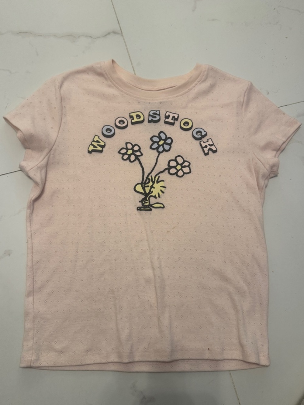 Peanuts Light Pink Woodstock Flower Graphic Tee
